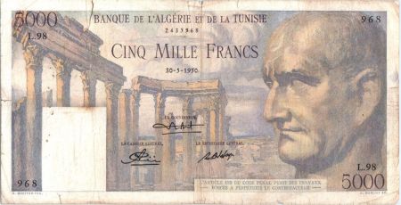 Tunisie 5000 Francs Vespasien, ruines  romaines - 1950