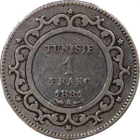 Tunisie PROTECTORAT FRANCAIS DE TUNISIE, ALI - 1 FRANC ARGENT 1891 A PARIS
