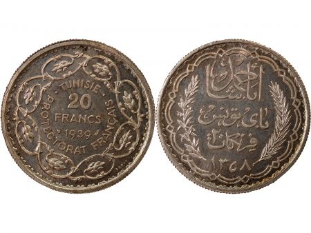 Tunisie TUNISIE - ESSAI DE 20 FRANCS ARGENT 1358 (1939)