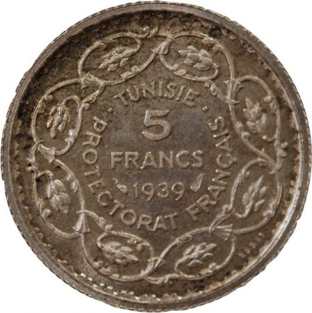 Tunisie TUNISIE - ESSAI DE 5 FRANCS ARGENT 1358 (1939)