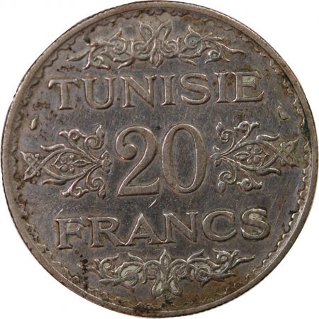 Tunisie TUNISIE  AHMAD PASHA - 20 FRANCS ARGENT 1353 (1935)