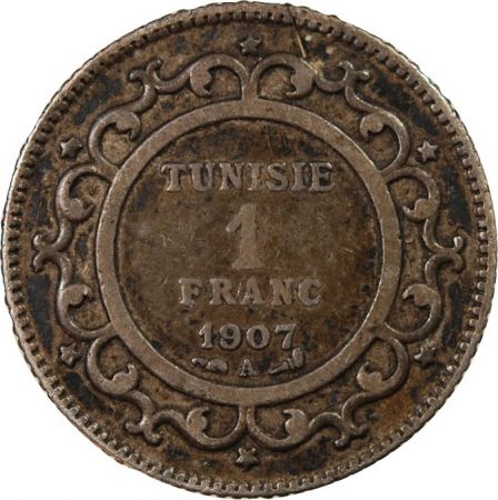 Tunisie TUNISIE  MUHAMMAD AL-NASIR - 1 FRANC ARGENT 1907 A PARIS