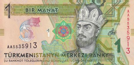 Turkménistan 1 Manat - Togrul Beg Turkmen - 25ème anniversaire de la neutralité - 2020 - P.NEW