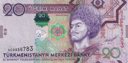 Turkménistan 20 Manat - Gorogly Beg Turkmen - 25ème anniversaire de la neutralité - 2012 - P.32
