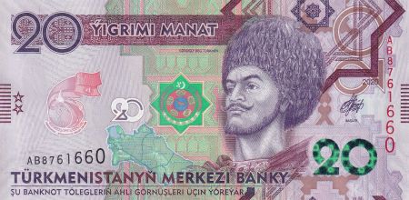 Turkménistan 20 Manat - Gorogly Beg Turkmen - 25ème anniversaire de la neutralité - 2020 - P.NEW