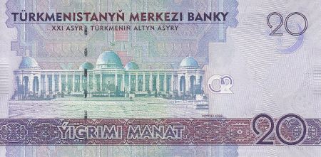 Turkménistan 20 Manat - Gorogly Beg Türkmen - Palais - 2012