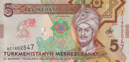 Turkménistan 5 Manat - Sultan Sanjar Turkmen - 25ème anniversaire de la neutralité - 2020 - P.NEW