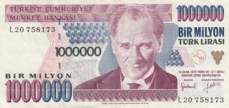 Turquie 1 000 000 Lira 1970(1995) - Atatürk, Barrage