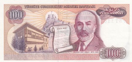 Turquie 100 Lira L.1970 - Atatürk, Mehmed Akif
