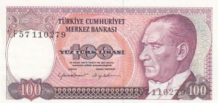 Turquie 100 Lira L.1970 - Atatürk, Mehmed Akif