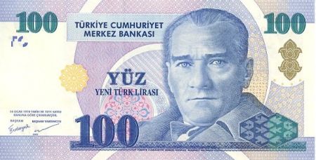 Turquie 100 Yeni Turk Lirasi Turk Lirasi, Pdt Ataturk - Palais d\'Ishak Pasha