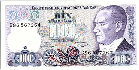Turquie 1000 Lira, Président  Ataturk - Sultan Mehmet - 1986 - P. 196