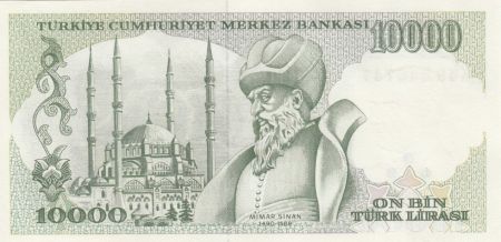 Turquie 10000 Lirasi Pdt Ataturk - Mimar Sinan - 1989