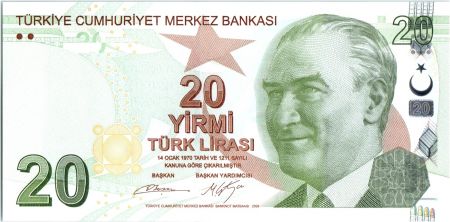 Turquie 20 Yeni Turk Lirasi - Pdt Ataturk - Mimar Kemaleddin - 2009 (2017) - Neuf