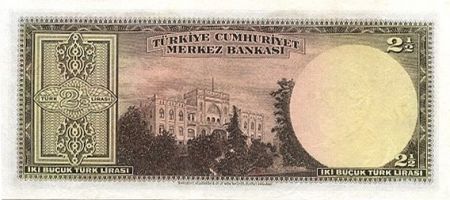 Turquie 2.5 Lira 1930 - Pdt L. Inonu - Banque