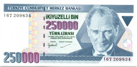 Turquie 250000 Lirasi Pdt Ataturk - Forteresse 1998