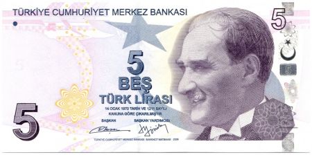 Turquie 5 Yeni Turk Lirasi - Pdt Ataturk - Aydin Sayili - 2013