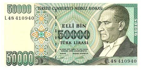 Turquie 50 000 Lira 1995 - Mustafa Kemal Atatürk