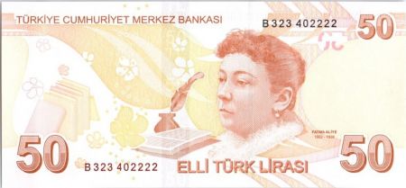 Turquie 50 Turk Lirasi 2013 - Pdt Ataturk - Fatma Aliye