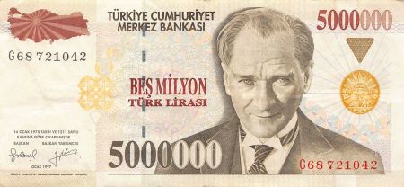 Turquie TURQUIE  ATATÜRK - 5000000 LIRES 1997