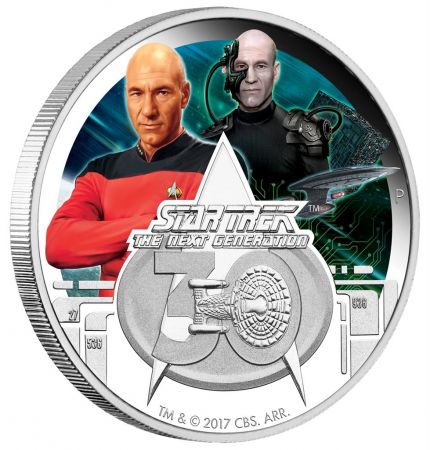 Tuvalu Capitaine Picard et Locutus - 30 ans Star Trek the next Generation - 1 Dollar Argent (1 once) Tuvalu 2017
