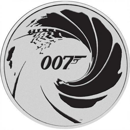 Tuvalu James Bond colorisée en noir - 1 Once Argent TUVALU 2022 (007)