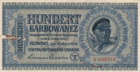 Ukraine 100 Karbowanez Pêcheur - 10-03-1942 Série 4