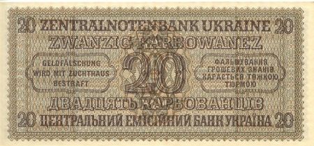Ukraine 20 Karbowanez Ouvrier - 10-03-1942 Série 91