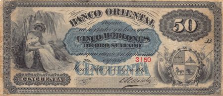 URUGUAY, BANCO ORIENTAL - 50 PESOS 1867 / 1869