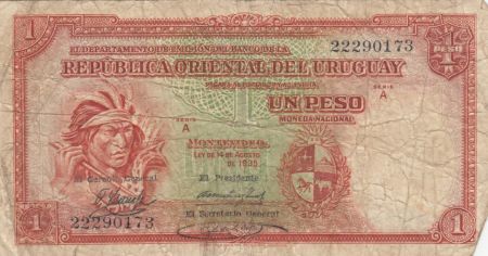 Uruguay 1 Peso - Indien - 1935 - Serial A - TB - P.28