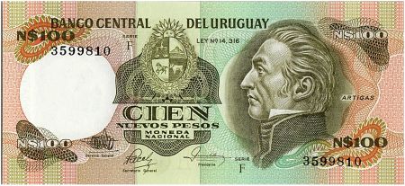 Uruguay 100 Nuevos Pesos, Jose Gervasio ARTIGAS - 1986