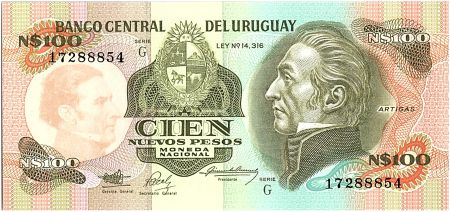 Uruguay 100 Nuevos Pesos, Jose Gervasio ARTIGAS - 1987
