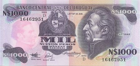 Uruguay 1000 Nuevos pesos pesos, J.G. Artigas - Palace Esteze