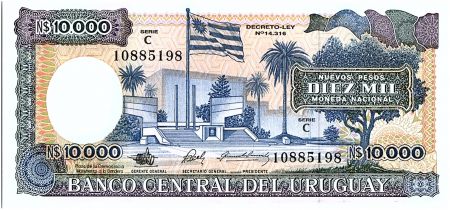 Uruguay 10000 Nuevos Pesos, Place et Drapeau - 1987