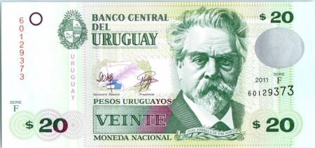 Uruguay 20 Pesos Urugayos Urugayos, De San Martin - Légende de la Patrie - 2011