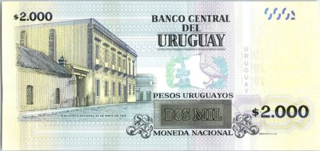 Uruguay 2000 Pesos Urugayos, Damaso Antonio Larragna - Bibliothèque National - 2015