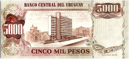 Uruguay 5 Nuevos Pesos sur 5000 Pesos, Jose Gervasio ARTIGAS - 1975