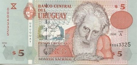 Uruguay 5 Pesos Urugayos Urugayos, Joaquin Torres Garcia