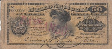 Uruguay 50 Centimos Femme laurée - 25-08-1887