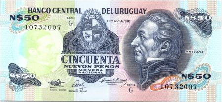 Uruguay 50 Nuevos pesos pesos, J.G. Artigas - Palais du Gouvernement - 1989