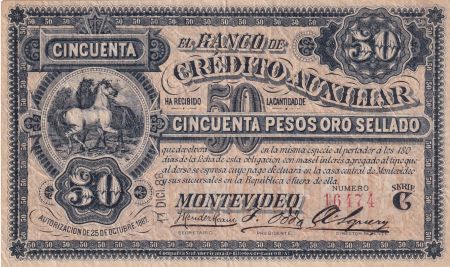 Uruguay 50 Pesos - Chevaux - 1887 - Série G
