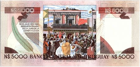 Uruguay 5000 Nuevos Pesos, Juan Antonio LAVALLERA - 1983