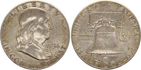 USA 1/2 Dollar Benjamin Franklin - Liberty Bell - 1956 Argent