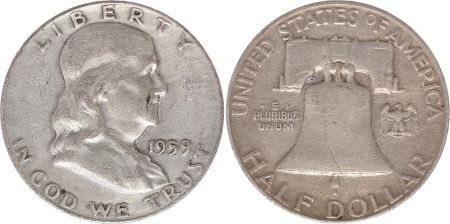 USA 1/2 Dollar Benjamin Franklin - Liberty Bell - 1959