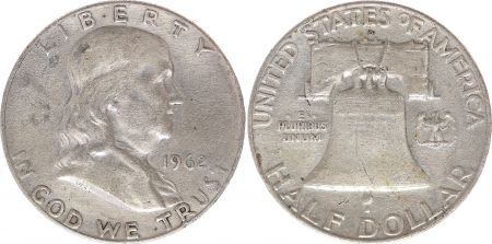 USA 1/2 Dollar Benjamin Franklin - Liberty Bell - 1962 - 2ième ex. D Denver
