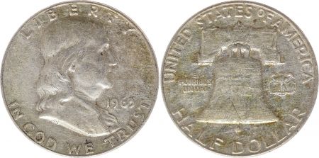 USA 1/2 Dollar Benjamin Franklin - Liberty Bell - 1963 - 2ième ex. D Denver