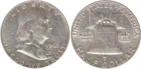 USA 1/2 Dollar Benjamin Franklin - Liberty Bell - 1963