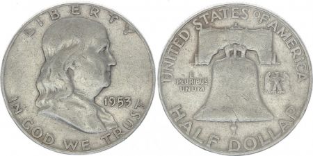 USA 1/2 Dollar Benjamin Franklin - Liberty Bell 1953