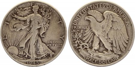 USA 1/2 Dollar Liberty, Aigle - 1945 - Argent