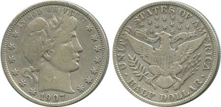USA 1/2 Dollar Liberty, Barber - 1907